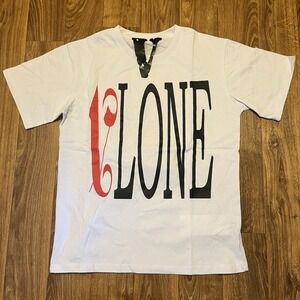 New Vlone X Palm Angels Shirt‎ White Red Size Medium Luxury Designer Fashion
